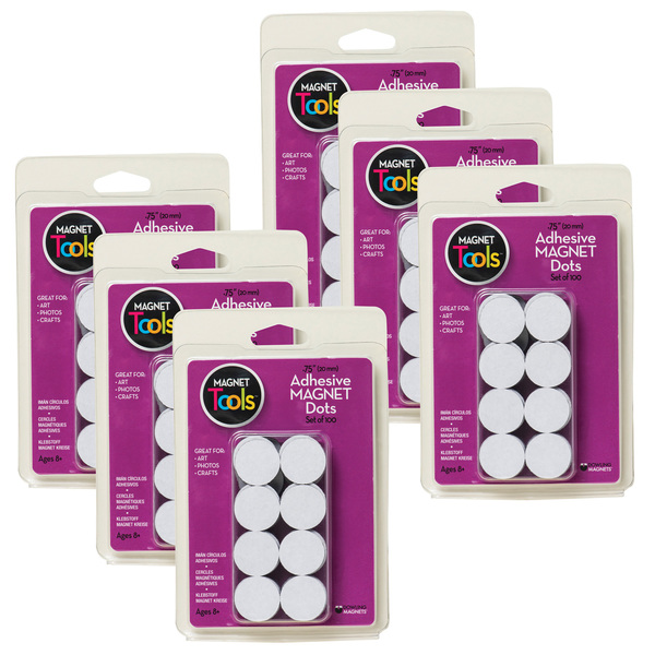Dowling Magnets Adhesive Magnet Dots, 0.75", 100 Per Pack, PK6 735007